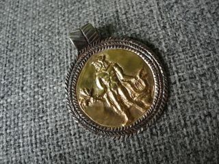 Antique Ancient Roman Legionary Senatorial Gold Silver Pendant Amulet Apollo 11