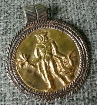 Antique Ancient Roman Legionary Senatorial Gold Silver Pendant Amulet Apollo