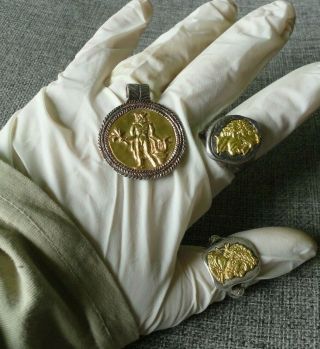 Antique Ancient Roman Legionary Senatorial Gold Silver Pendant Amulet Apollo 2