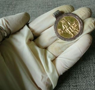 Antique Ancient Roman Legionary Senatorial Gold Silver Pendant Amulet Apollo 4