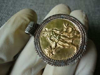 Antique Ancient Roman Legionary Senatorial Gold Silver Pendant Amulet Apollo 5