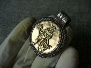 Antique Ancient Roman Legionary Senatorial Gold Silver Pendant Amulet Apollo 6