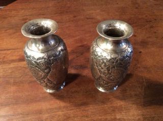 Rare Persian Isfahan Silver Vases C1900 2