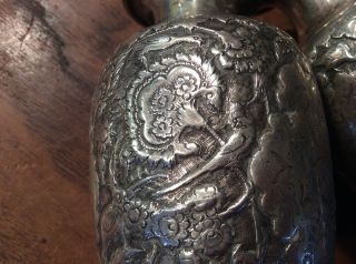 Rare Persian Isfahan Silver Vases C1900 6