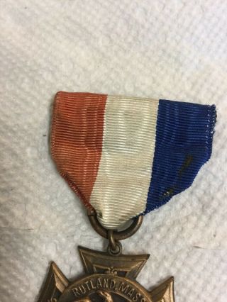 Antique World War I Medal & Ribbon Rutland Mass 1917 - 1919 by Whitehead & Hoag 2