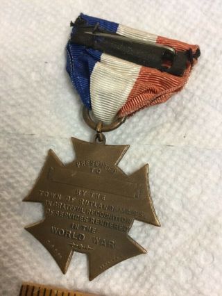 Antique World War I Medal & Ribbon Rutland Mass 1917 - 1919 by Whitehead & Hoag 4