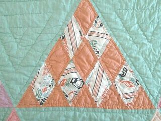 Antique Hand Stitched Quilters Designe Diamonds in Triangle 72 