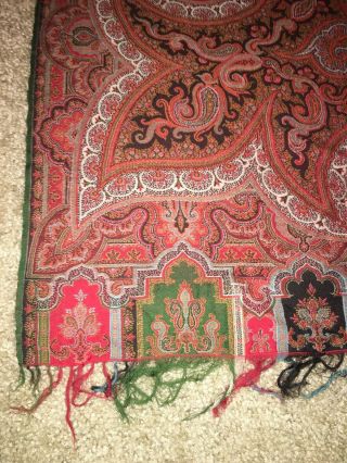 Antique Kashmir Paisley Shawl Victorian Era Large 19th Century Museum Quality 4