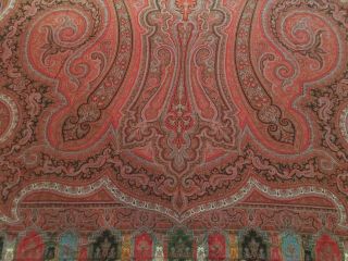Antique Kashmir Paisley Shawl Victorian Era Large 19th Century Museum Quality 6