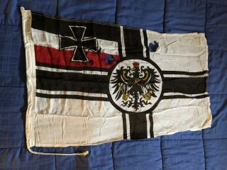 Imperial German World War I Combat Battle Flag With Battle Damage