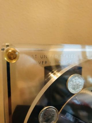 Vintage 1968 Coin Collector Numismatic Marion Kay Clock Clear Acrylic. 2