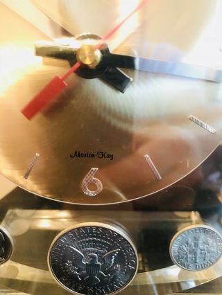 Vintage 1968 Coin Collector Numismatic Marion Kay Clock Clear Acrylic. 4
