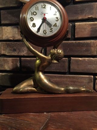 Vintage Art Deco Sessions Nude Lady Mantle Shelf Clock