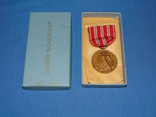 Boxed Wwi - Wwii Usn Second Nicaraguan Campaign Medal 8655 (c22)