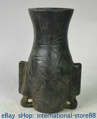 8.  2 " China Hongshan Culture Old Jade Dynasty Carving Oracle Tank Jug Jar S61