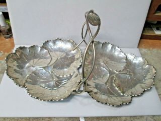 Reed & Barton Sterling Silver Double Leaf Serving Dish With Handle X103