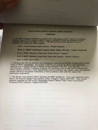 JAN 1993 MARINE BATTLE SKILLS TRAINING SKILLS HANDBOOK 2 PVT - LCPL MARINE CORPS 7