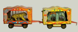 Rare Vintage Japan Sankei - Kogyo Tin Toy " American Circus " Elephant Tiger Set