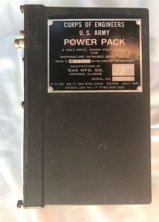 M - 3 POWER PACK for INFRARED M - 1 CARBINE SNIPERSCOPE SYSTEM 2