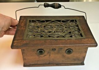 Antique Primitive Late 18th C.  Hand Crafted Open Sleigh Coal Foot Warmer/stove