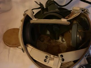 Vintage Korean War Fighter Pilot Flight Helmet,  Mask Helmet Flight Bag 5