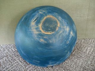 Antique Bowl Primitive Vintage Blue Paint 14 