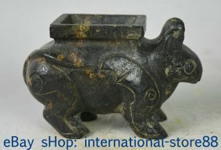 6.  4 " China Hongshan Culture Old Jade Dynasty Carving Oracle Tank Jug Jar S37