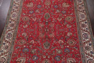 Antique WORN Persian Area Rug 10x12 RED Floral Oriental Hand - Knotted Wool Carpet 4