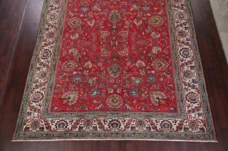 Antique WORN Persian Area Rug 10x12 RED Floral Oriental Hand - Knotted Wool Carpet 5