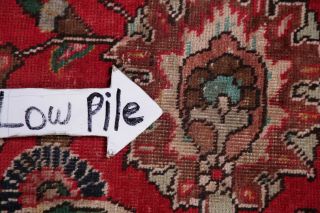 Antique WORN Persian Area Rug 10x12 RED Floral Oriental Hand - Knotted Wool Carpet 9