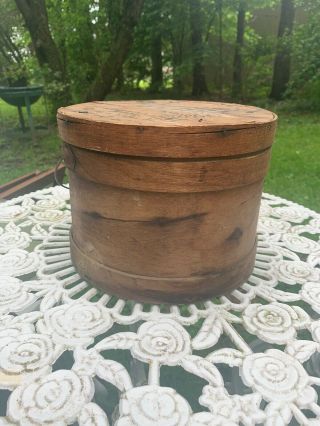 Antique Primitive Pantry Box With Bail Handle And Advertising On Lid