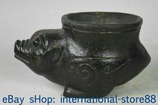 8 " China Hongshan Culture Old Jade Dynasty Carving Oracle Pig Beast Tank Jar