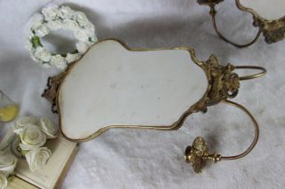 PAIR gorgeous French Porcelain Limoges Plaques wall sconces candle holder putti 8