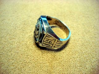 WWII USN US NAVY MEN ' S STERLING / MOP RING USN FOULED ANCHOR MARKED PRIDE 3