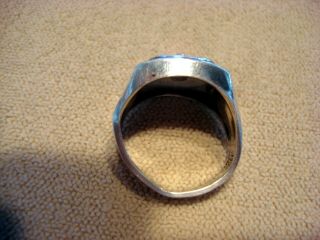 WWII USN US NAVY MEN ' S STERLING / MOP RING USN FOULED ANCHOR MARKED PRIDE 5