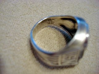 WWII USN US NAVY MEN ' S STERLING / MOP RING USN FOULED ANCHOR MARKED PRIDE 6