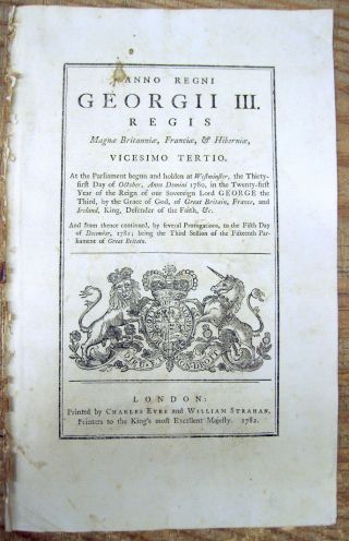 1782 King George Iii Displayable Proclamation Tariffs During Revolutionary War