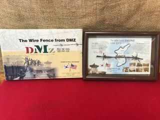 Framed Dmz Piece Of The Wire Fence From Korea Plaque Korean War Dec.  2007 Box