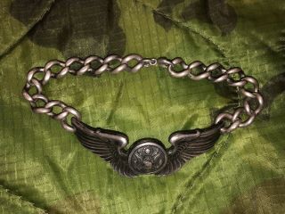 Ww2 Era Army Air Corp Crew Member Wings Bracelet,  Sterling,  Sweatheart