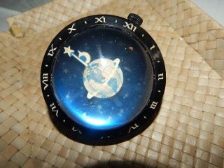 Vintage Blue Dial Celestial Earth Wetclox Desk Clock