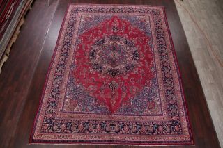 Vintage Traditional Persian Oriental Area Rug 10x13 RED BLUE Hand - Knotted Wool 2