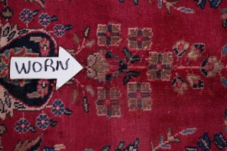 Vintage Traditional Persian Oriental Area Rug 10x13 RED BLUE Hand - Knotted Wool 8