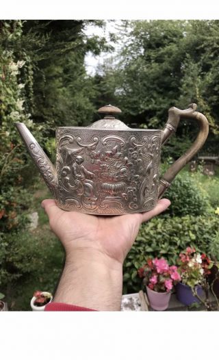 Antique 19th C Georgian English Solid Silver Tea Pot London 1800 William Fleming