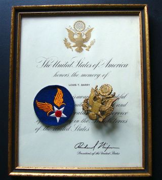 1940s Us Commendation Medal Group Named W/citation Etc.  Slot Crimp Brooch