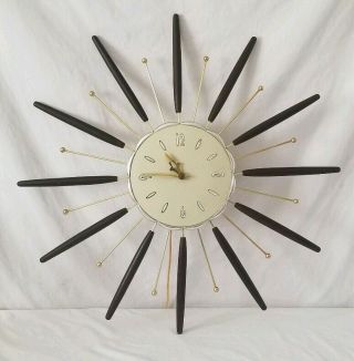 Vtg Lux Wall Clock Robert Shaw 1963 Mid Century Modern Starburst Mcm Flower 26”