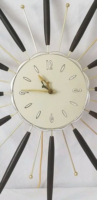 Vtg Lux Wall Clock Robert Shaw 1963 Mid Century Modern Starburst MCM Flower 26” 3