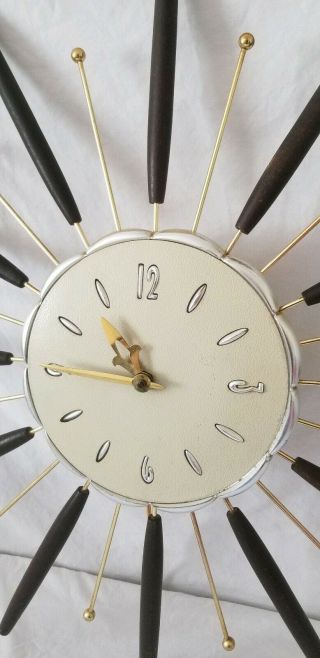 Vtg Lux Wall Clock Robert Shaw 1963 Mid Century Modern Starburst MCM Flower 26” 6