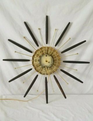 Vtg Lux Wall Clock Robert Shaw 1963 Mid Century Modern Starburst MCM Flower 26” 7