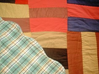 ANTIQUE VINTAGE EARLY 1900S ABSTRACT STACKED BRICKS FOLK - ART PATCHWORK QUILT 4