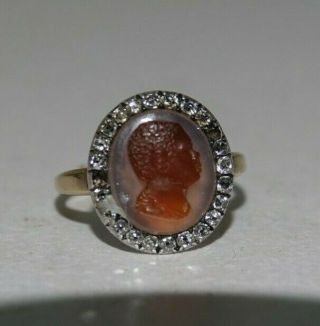 Stunning Old Georgian Anti Slavery Cameo & Diamond Ring - Extremely Rare - L@@k